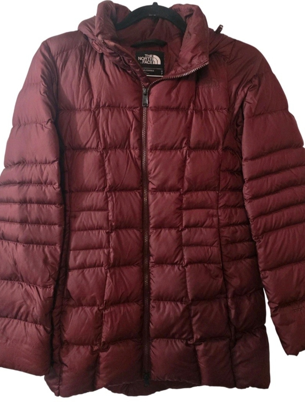 The North Face Womens Metropolis 550 Down Puffer Parka Jacket Burgundy Maroon S